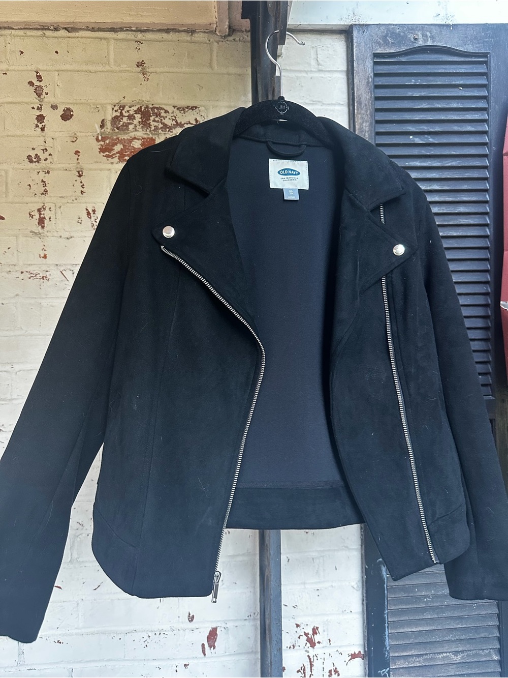 Old Navy Black Suede-Look Asymmetrical Moto Jacket